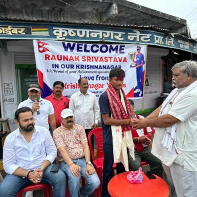 खेलाडी रौनकलाई गृह नगर कृष्णनगरमा भव्य स्वागत